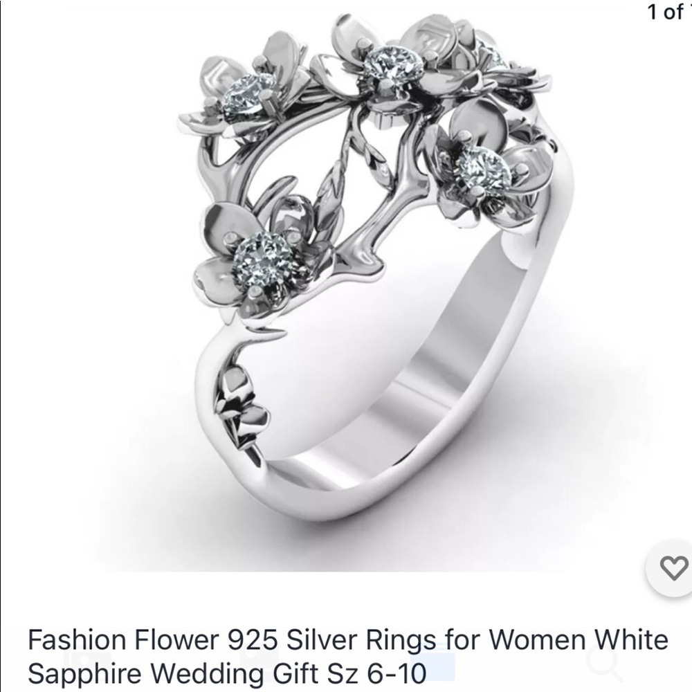 Beautiful 925 stamped flower ring